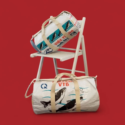 SPORTY BAG | Upcycelte Sporttasche in weiß